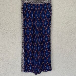 Anthropologie Blue and Black Patterned Pants size M